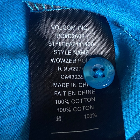 Volcom Wowzer polo shirt short sleeve cotton blue XL - Picture 14 of 16